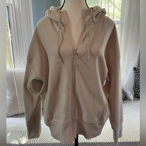 Women’s Soft Taupe Hoodie with Front Zipper | Size XL